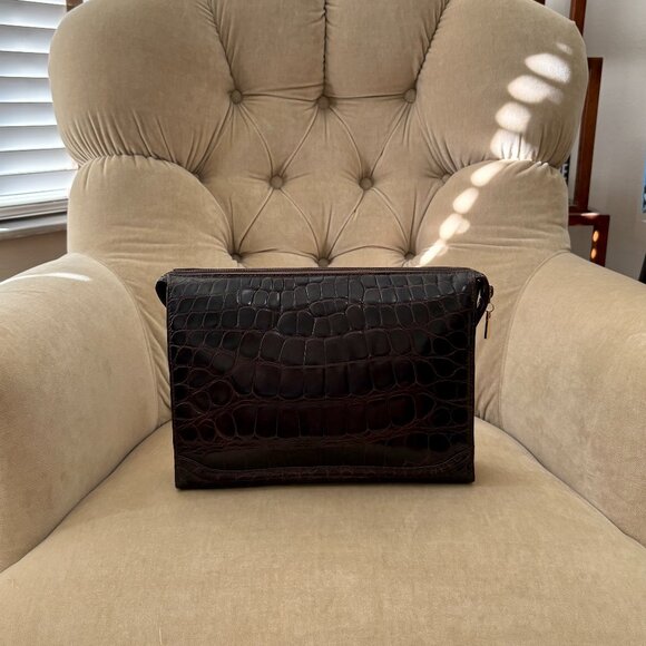 VTG Auth. DONNA ELISSA for HANDBAG GALLERY Genuine Crocodile Large Clutch - Picture 4 of 6